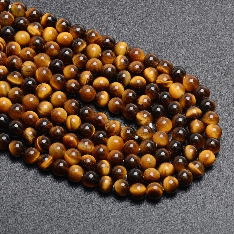 LPBeads 200Pcs Polished 6mm Round Natural Yellow Tiger Eye Gemstone Loose Beads with Stretch Cord for Jewelry Making Bracelets - Image 3